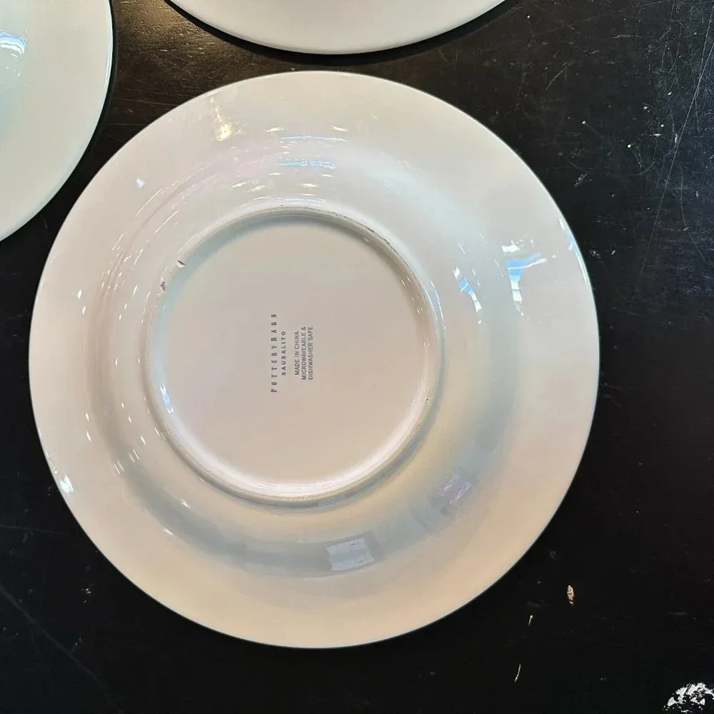 3 Pottery Barn Sausalito Plates - Dinner & Side/Soup/Rimmed Bowl White